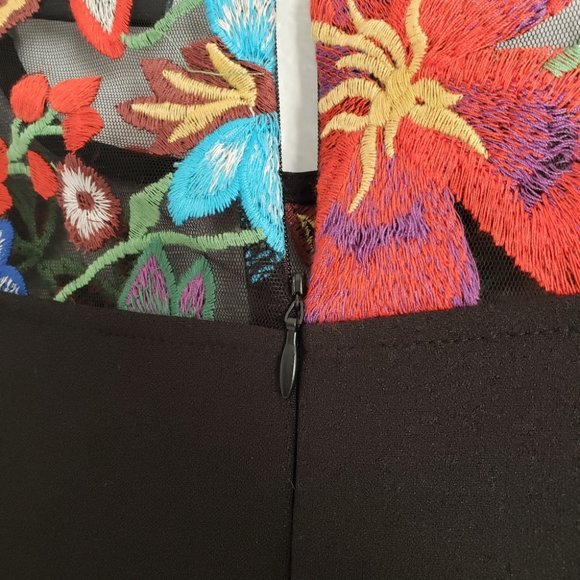 NEW NINA LEONARD EMBROIDERED LACE YOKE DRESS - Picture 10 of 11